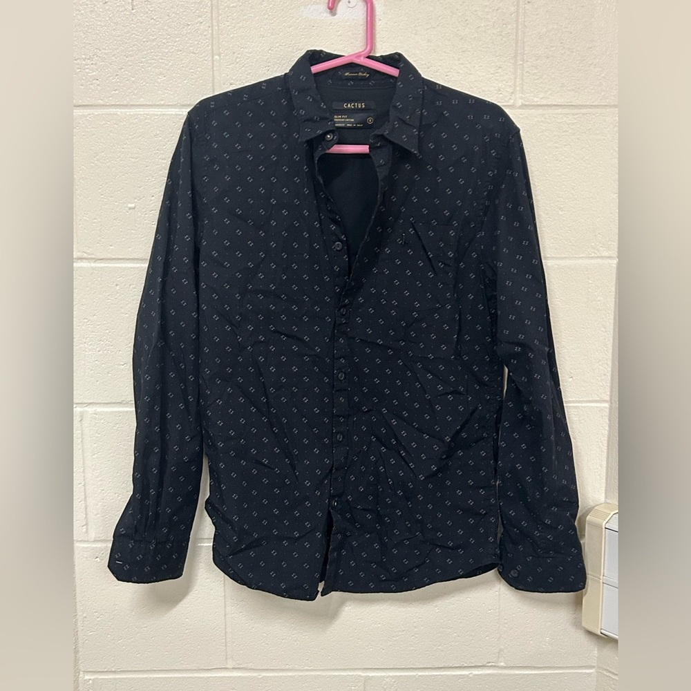 Cactus Men's Navy Patterned Shirt Jacket